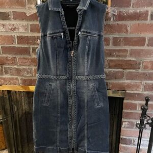Denim Zip-Up Sleeveless Dress